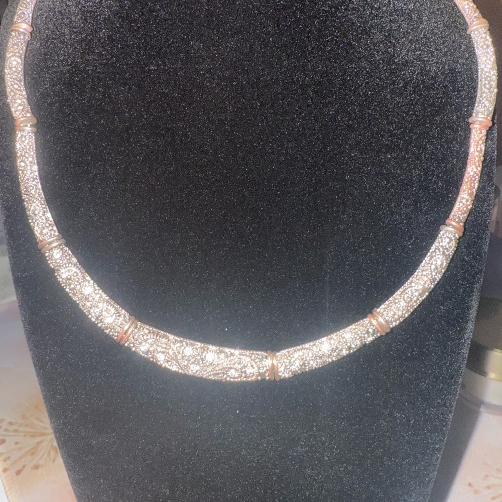 Multifaceted Silver Bracket Necklace Adjustable - image 4